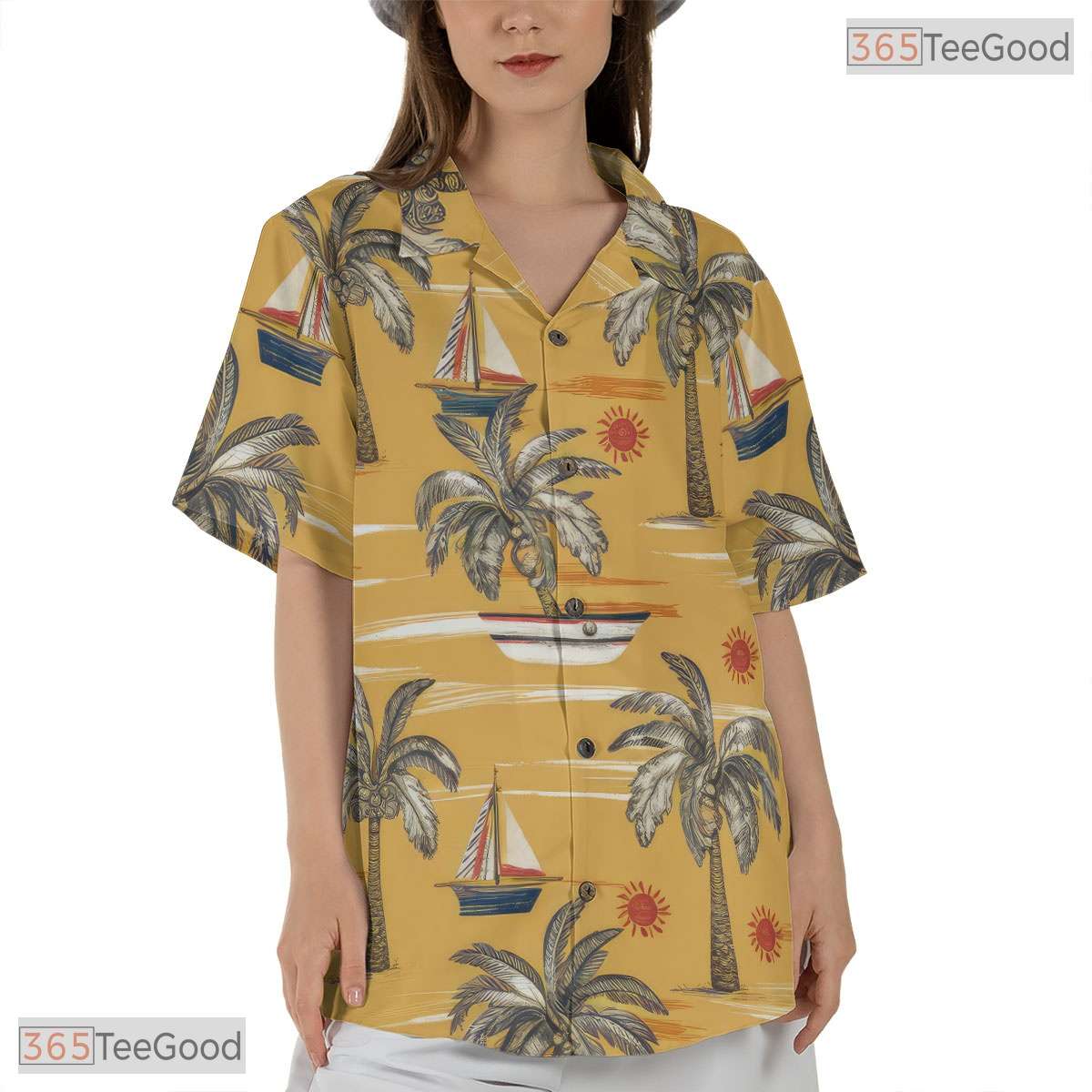 Green Foliage Palm Midnight Hawaiian Tee - Tropical Aloha Shirt Men