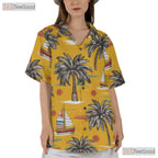 Tropical Sailboat Hawaiian Shirt - Men's Summer Vacation Tee