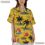 Beach Sailboat Island Hawaiian Shirt - Unisex Casual Aloha Tee