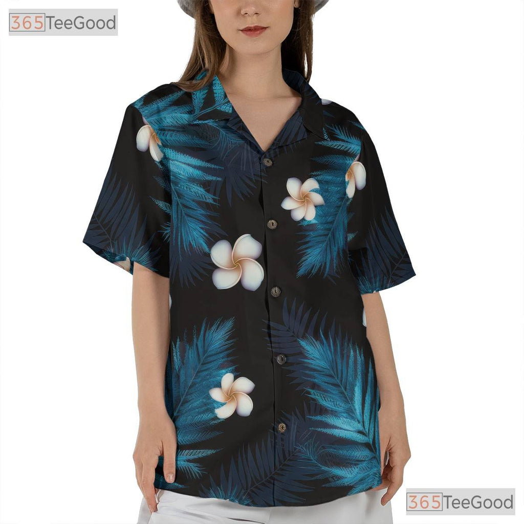 Tropical Night Floral Hawaiian Shirt - Women's Summer Beachwear