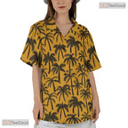 Tropical Palm Leaves Hawaiian Tee - Hibiscus Floral Vacation Outfit Women
