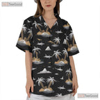 Shark and Island Hawaiian Shirt - Unique Adult Summer Aloha Tee