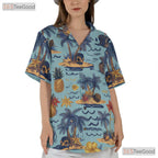 Tropical Paradise Hawaiian Shirt - Sky Blue Unisex Vacation Tee