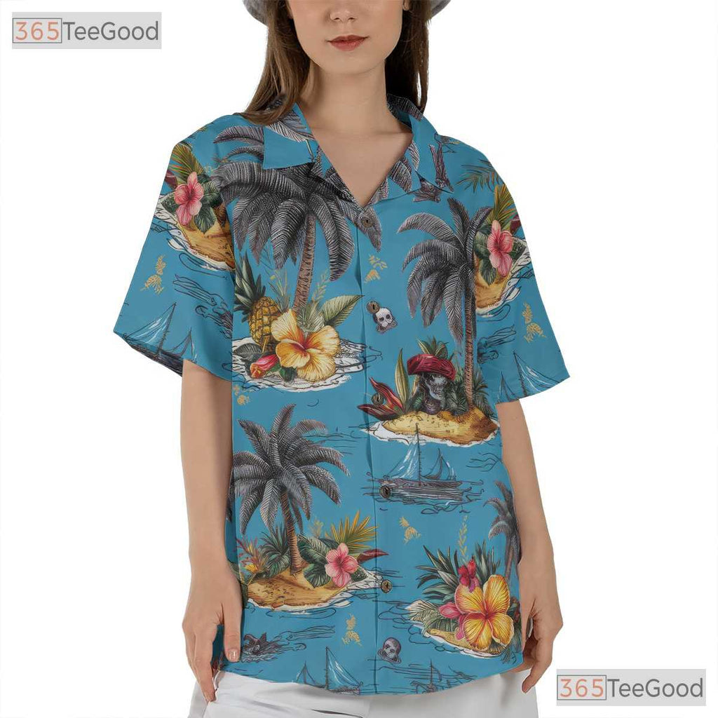 Sky Blue Paradise Hawaiian Shirt - Unisex Summer Short Sleeve Tee