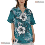 Minimalist Tropical Hawaiian Shirt - Soft Pastel Botanical Beach Men