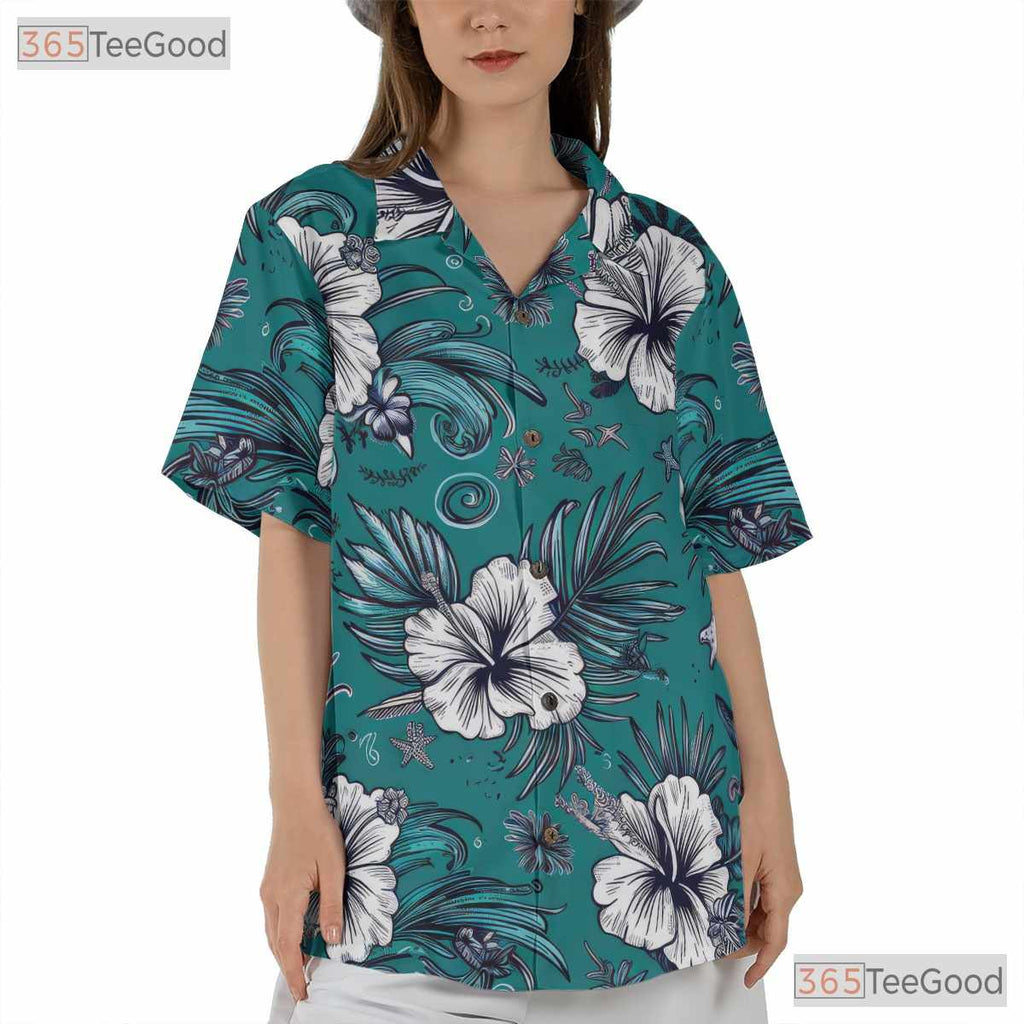 Hibiscus Palm Leaf Hawaiian Shirt - Men's Stylish Summer Beachwear