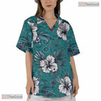 Tropical Botanical Hawaiian Shirt - Soft Pastel Palm Minimalist Unisex