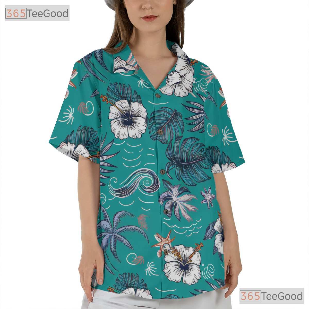 Vibrant Palm Hibiscus Hawaiian Shirt - Unisex Summer Beach Tee