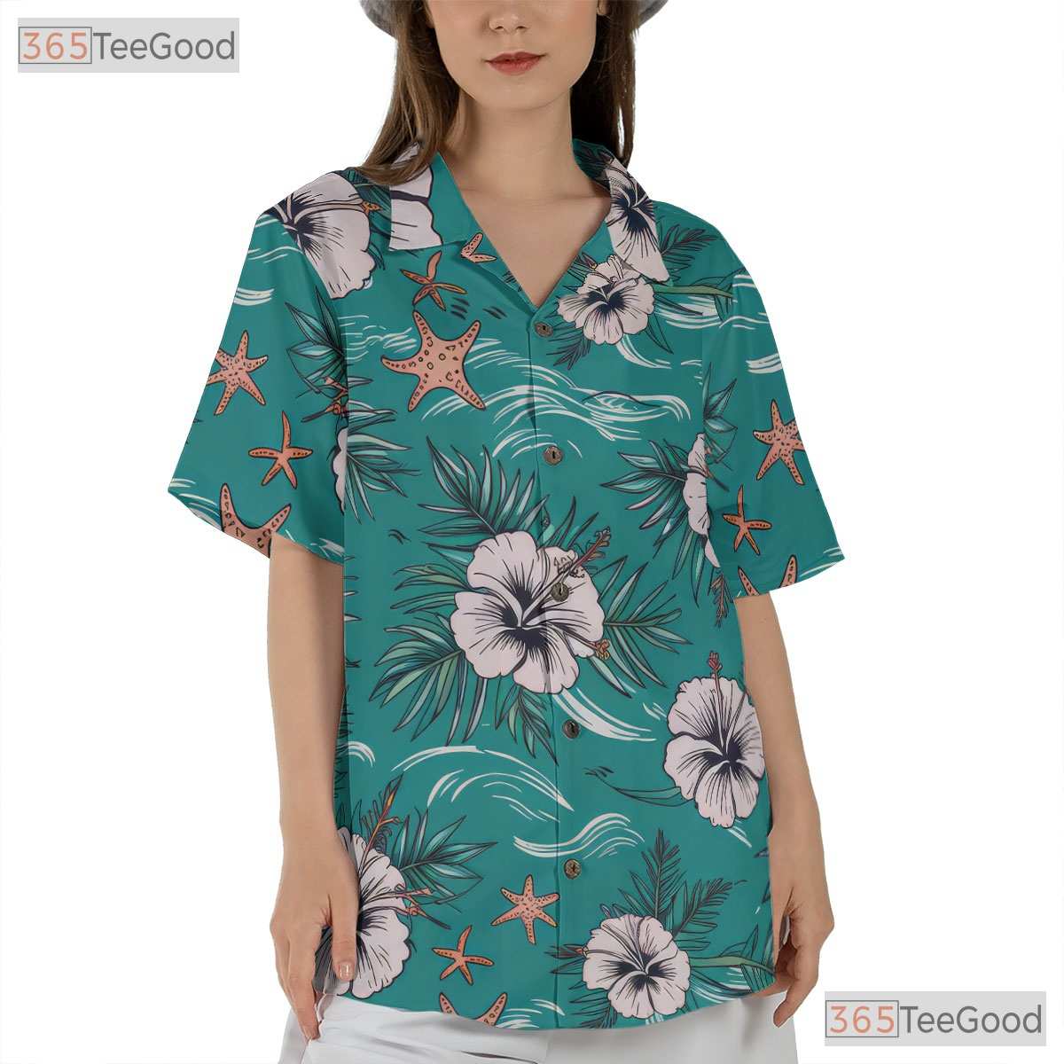 Palm Hibiscus Print Hawaiian Shirt - Adult Tropical Aloha Outfit