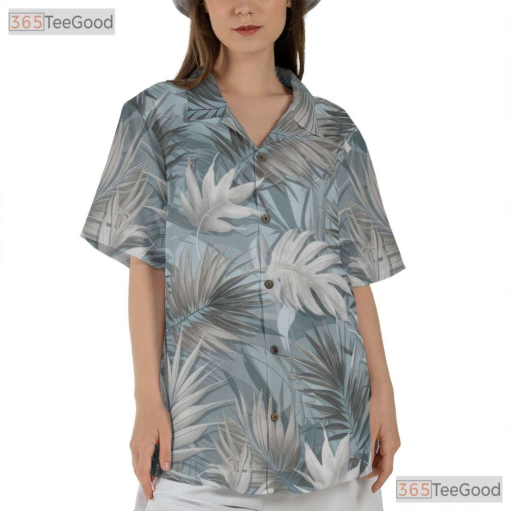Tropical Palm Leaf Hawaiian Shirt - Stylish Blue Men's Beach Tee