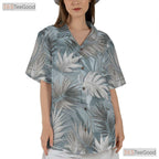 Tropical Palm Leaf Hawaiian Shirt - Stylish Blue Men's Beach Tee