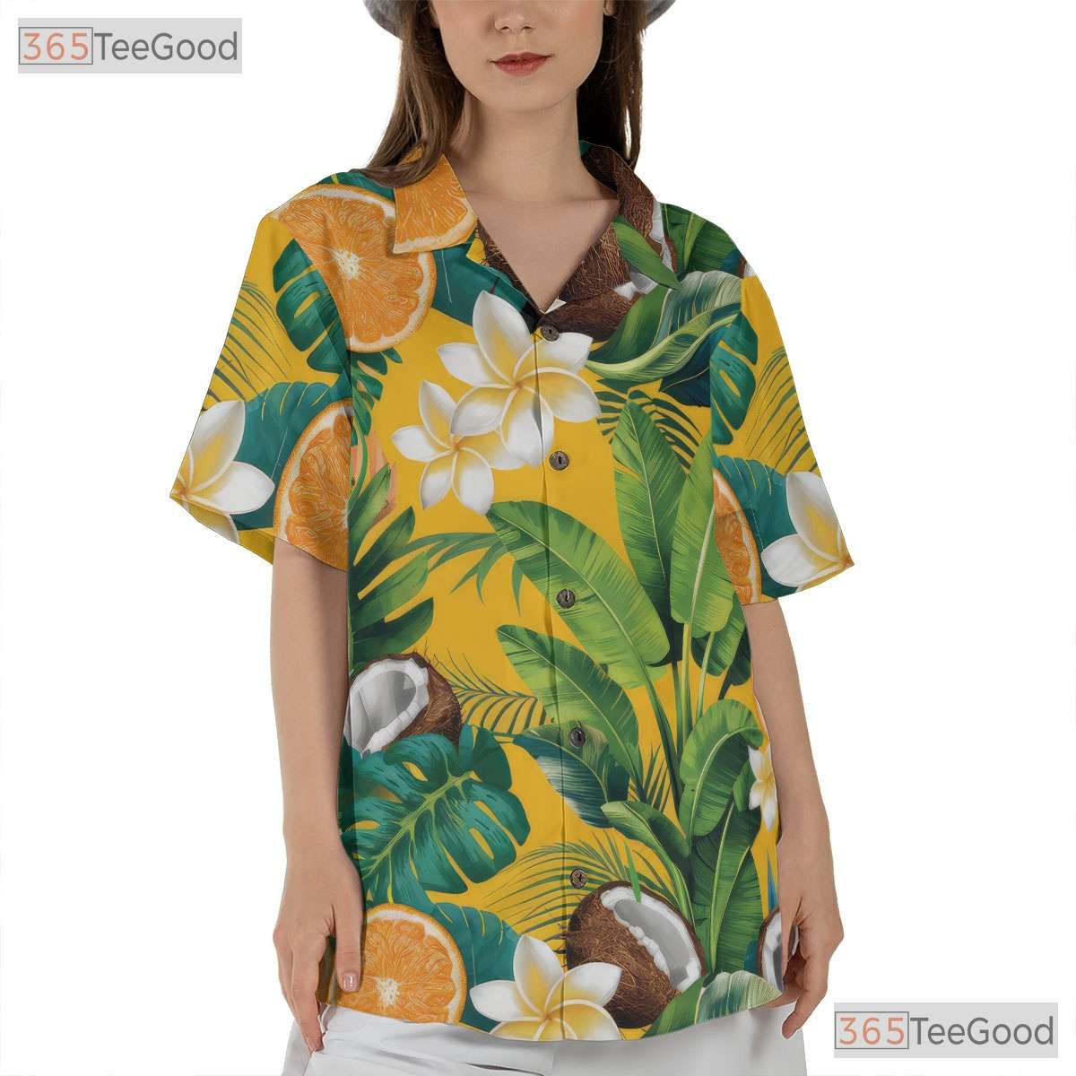 Yellow Citrus Coconut Hawaiian Shirt - Unisex Aloha Vacation Tee