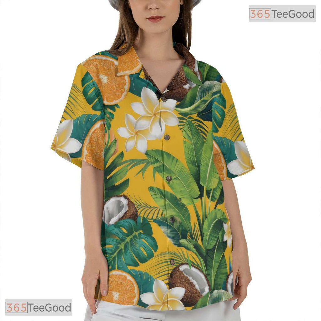 Tropical Fruit Floral Hawaiian Tee - Bold Black Jungle Aloha For Men