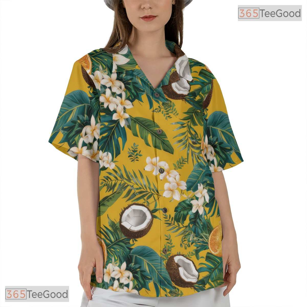 Black Jungle Escape Hawaiian Shirt - Exotic Fruit Floral Style Women