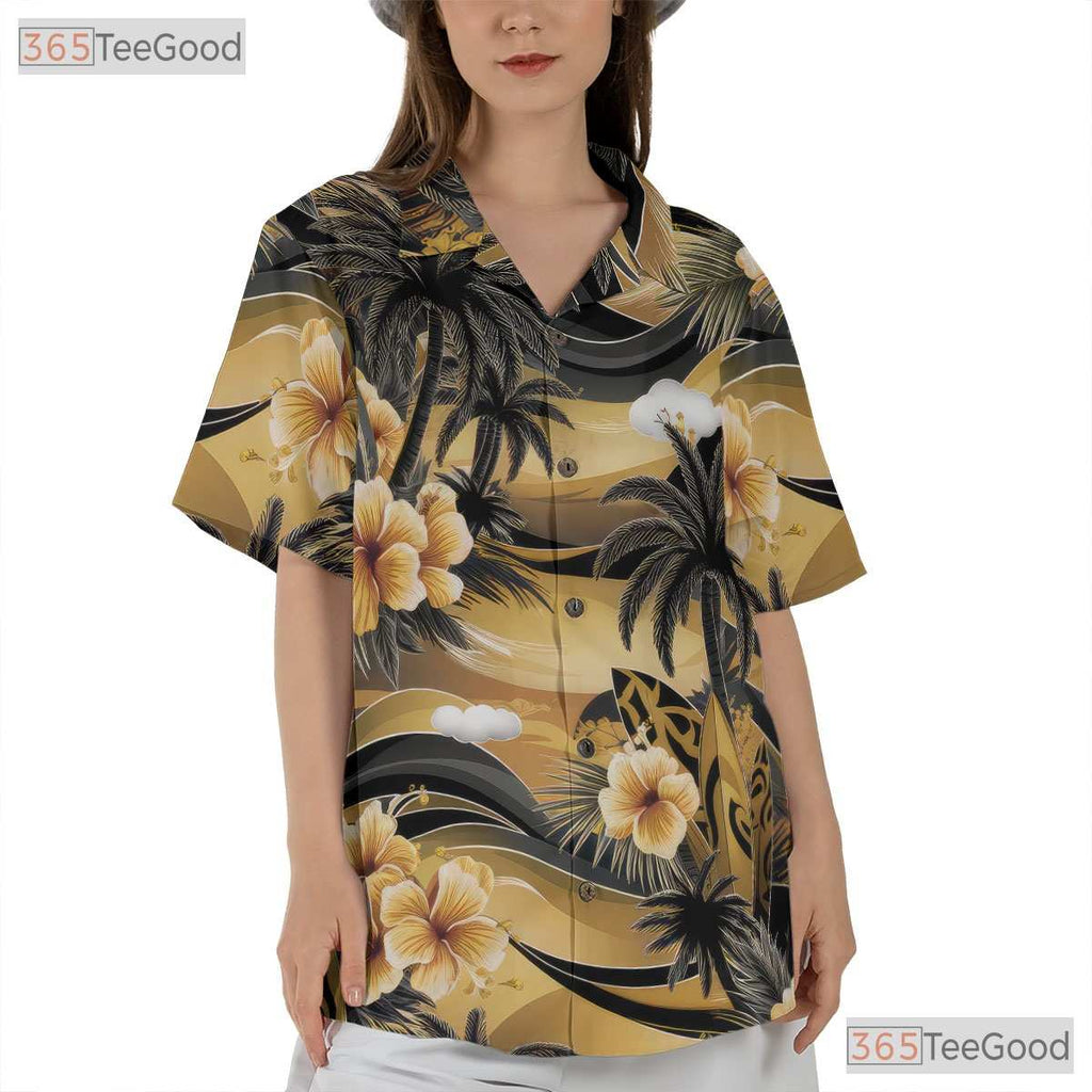 Short Sleeve Button Down Hawaiian Shirt - Men's Vacation Beachwear