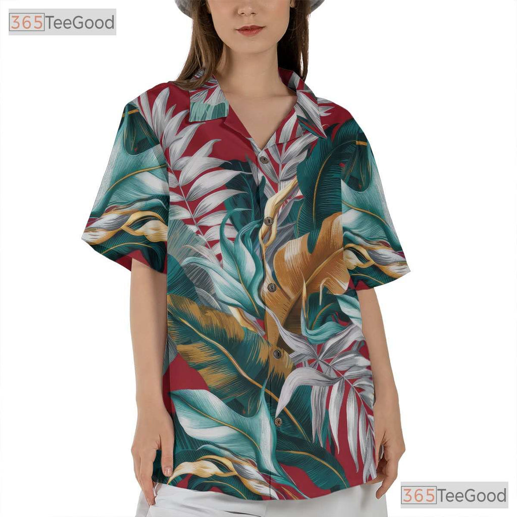 Tropical Jungle Blaze Hawaiian Shirt - Vibrant Island Palm Tree Design Men