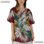 Jungle Blaze Hawaiian Tee - Fiery Sunset & Tropical Rainforest Vibes Women