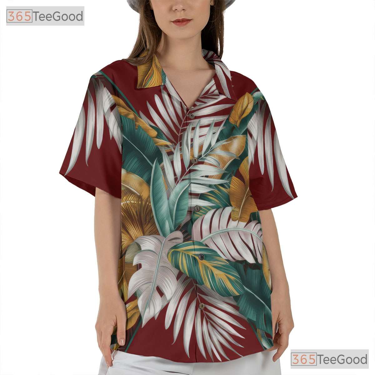 Jungle Blaze Hawaiian Tee - Fiery Sunset & Tropical Rainforest Vibes Women