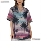 Tropical Sunset Hawaiian Shirt - Palm Trees & Night Beach Vibes for Men