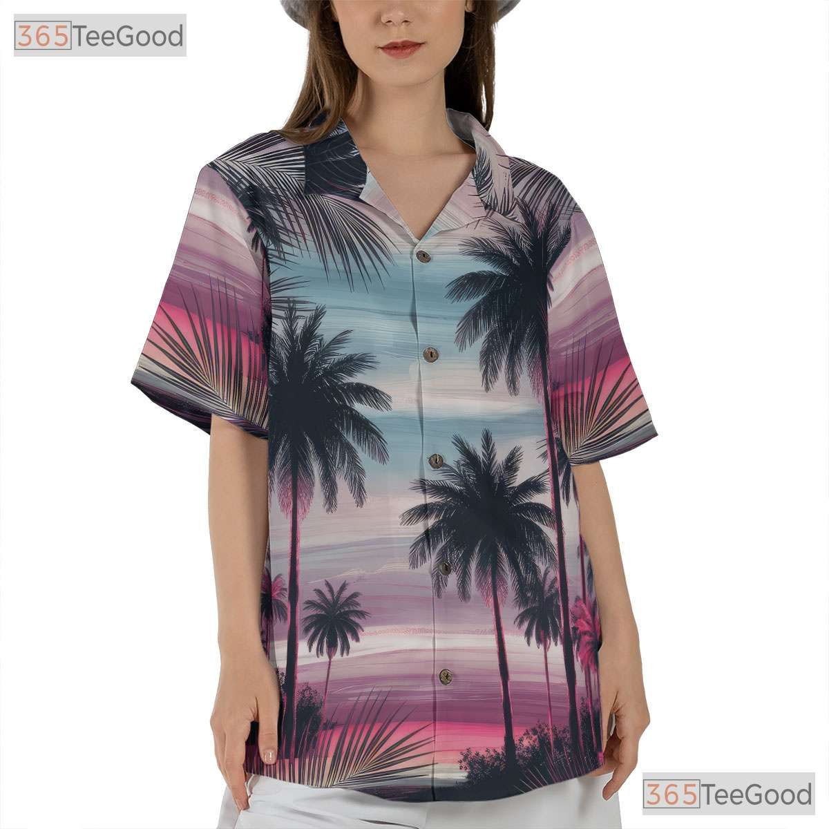 Tropical Sunset Hawaiian Shirt - Palm Trees & Night Beach Vibes for Men
