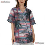Tropical Sunset Hawaiian Tee - Bold Ocean Horizon Aloha Beach Style Women