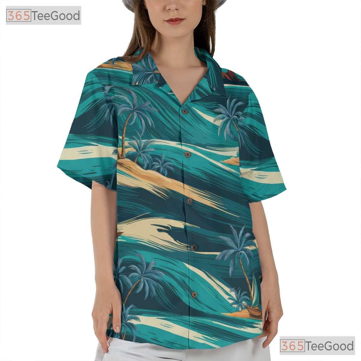 Tropical Palm Ocean Hawaiian Shirt - Vacation Aloha Style for Men & Women