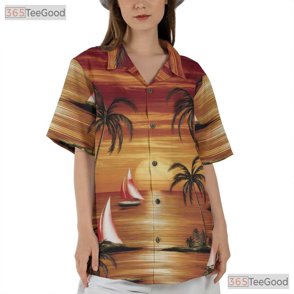 Retro Bahamas Hawaiian Shirt - Sunset Waves & Aloha Vacation Print Men