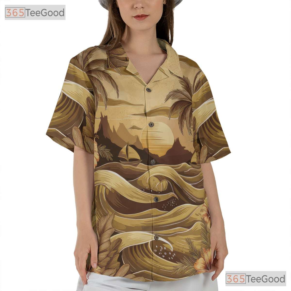 Tropical Blue Palm Hawaiian Shirt - Floral Ocean View Summer Vacation