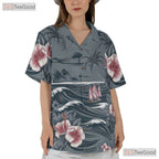 Gray Aloha Hawaiian Tee - Palm Trees Hibiscus Island Gift for Unisex