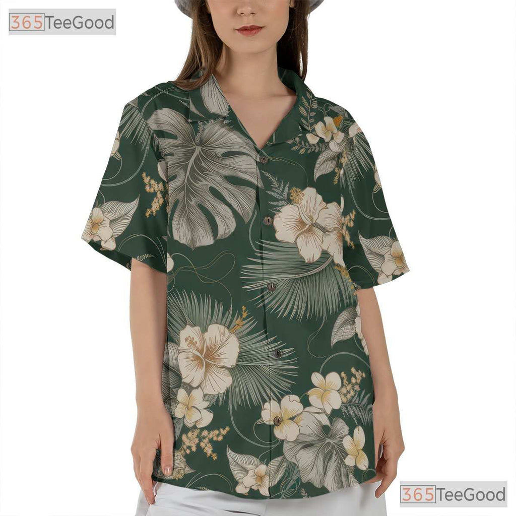 Tropical Jungle Monstera Hawaiian Tee - Green Leaf Aloha Vacation Adults