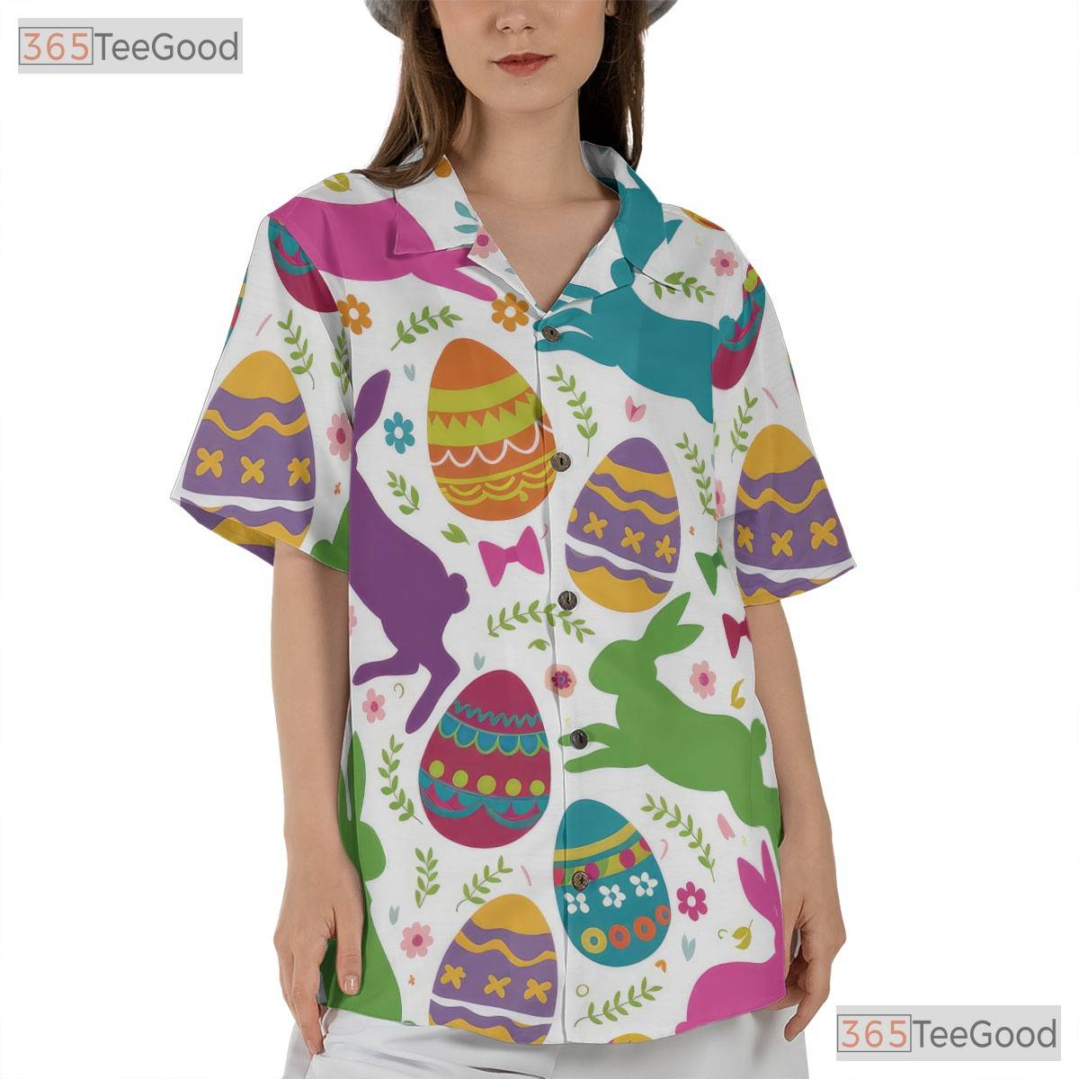 Easter Bunny & Eggs Hawaiian Shirt - Colorful Spring Holiday Wear for Men