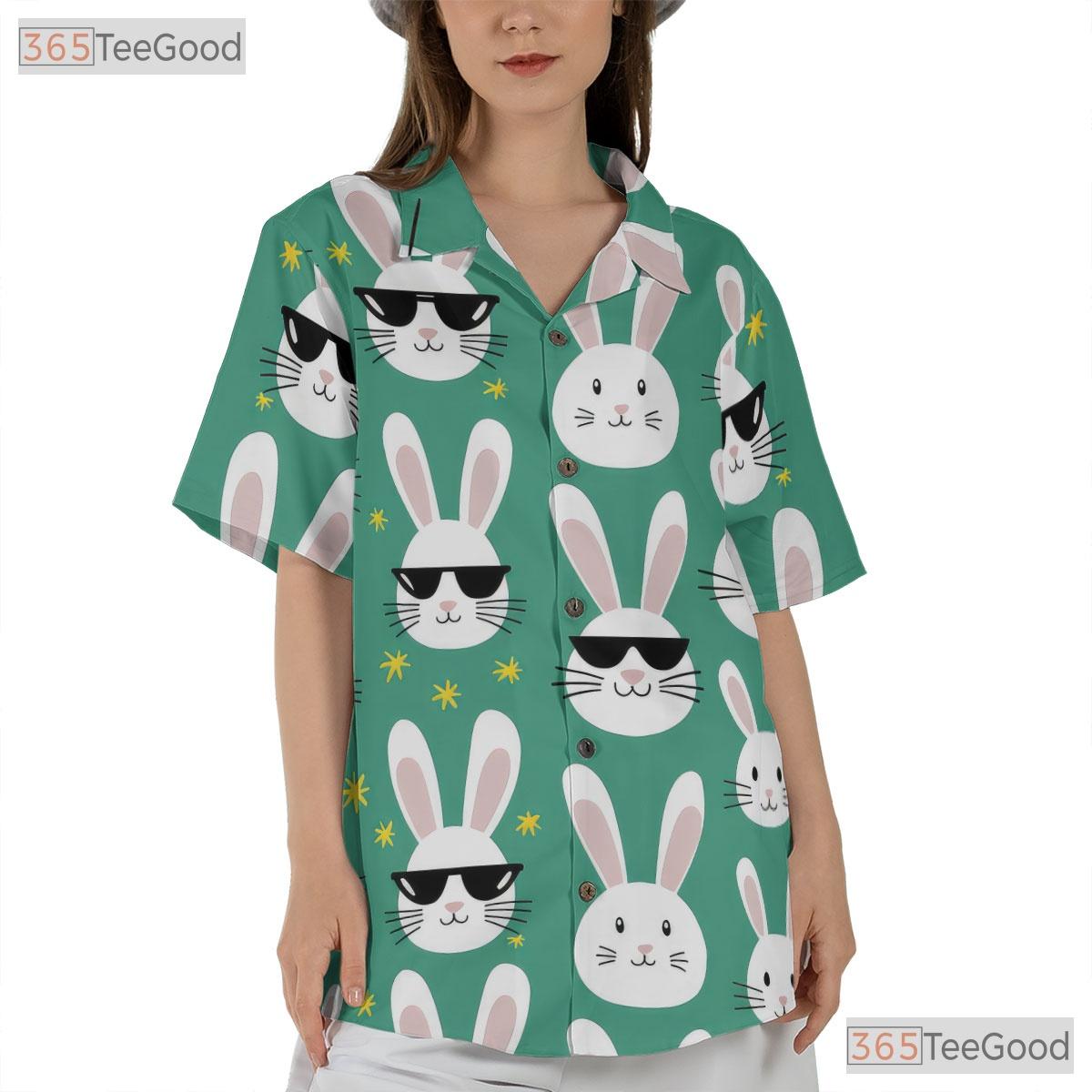 Adorable Bunny Face Hawaiian Tee - Spring Easter Holiday Gift for Unisex