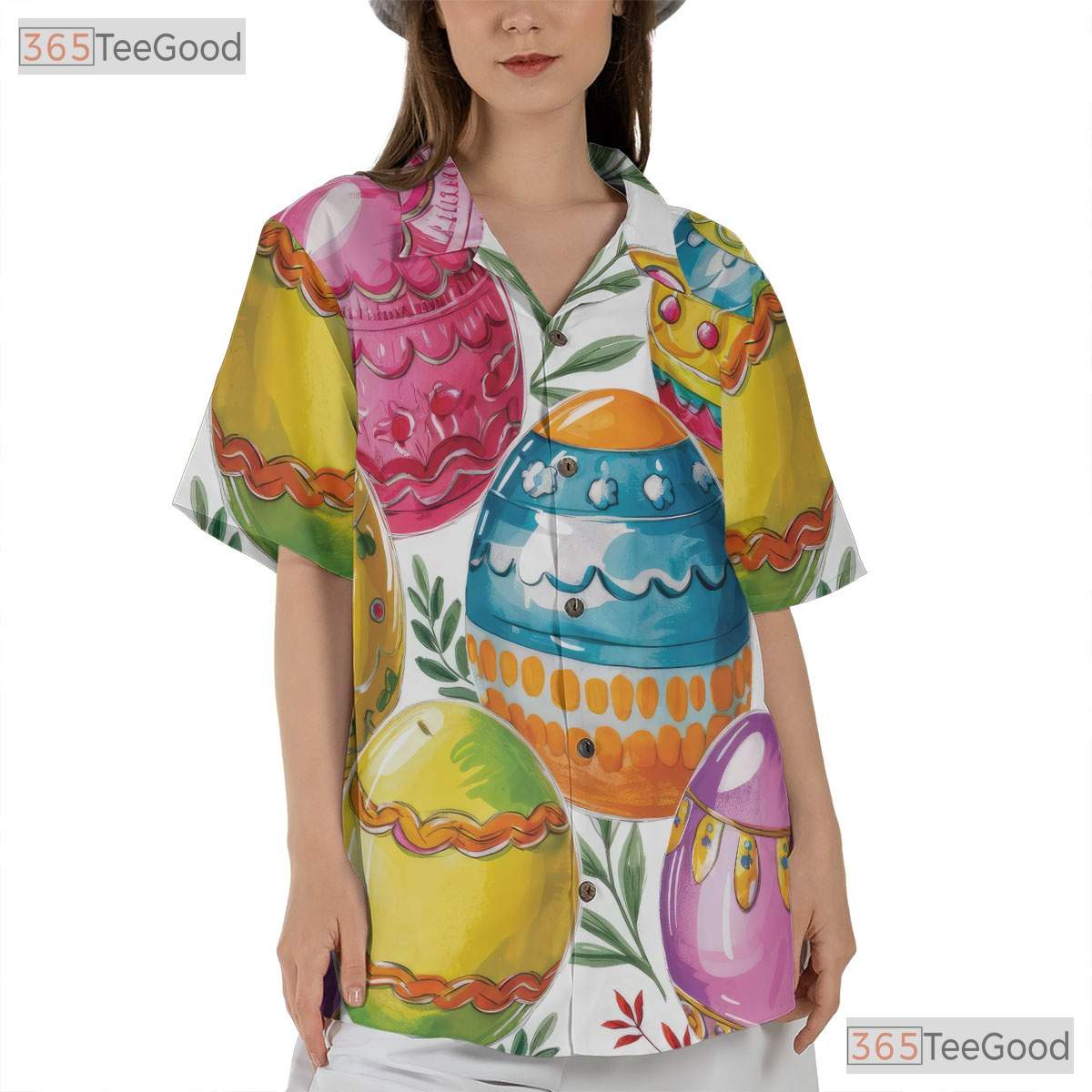 Bright Spring Easter Egg Hawaiian Shirt - Colorful Floral Holiday Adults