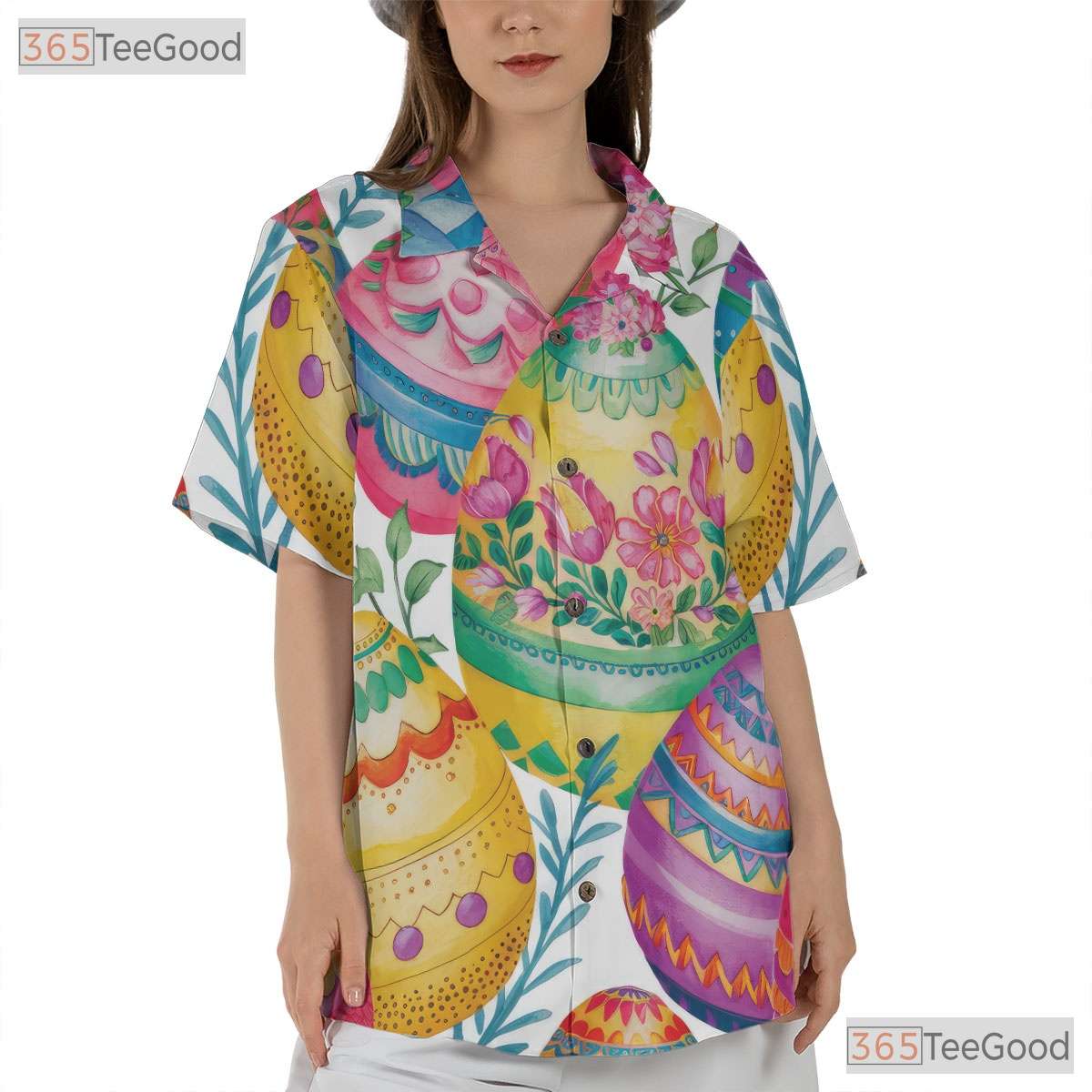 Floral Easter Egg Hawaiian Tee - Vibrant Spring Holiday Gift Shirt Men