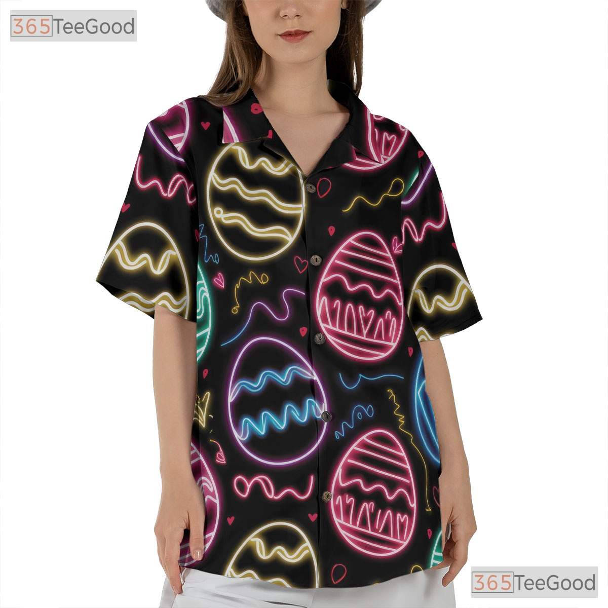 Neon Easter Egg Hawaiian Shirt - Colorful Spring Party Gift for Adults