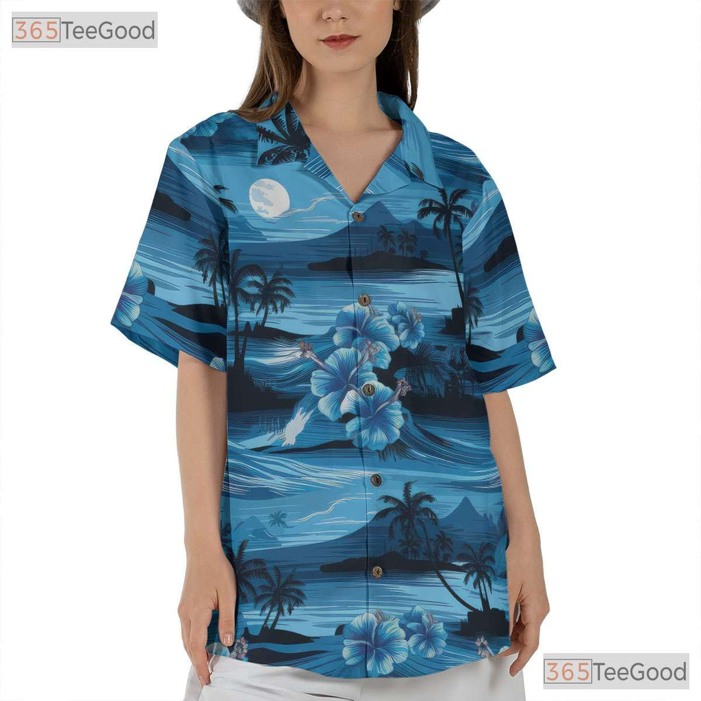 Palm Tree Flower Hawaiian Shirt - Ocean Aloha Beach Party Unisex S-5XL