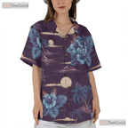Purple Ocean Palm Hawaiian Tee - Tropical Beach Party Gift Men S to 5XL