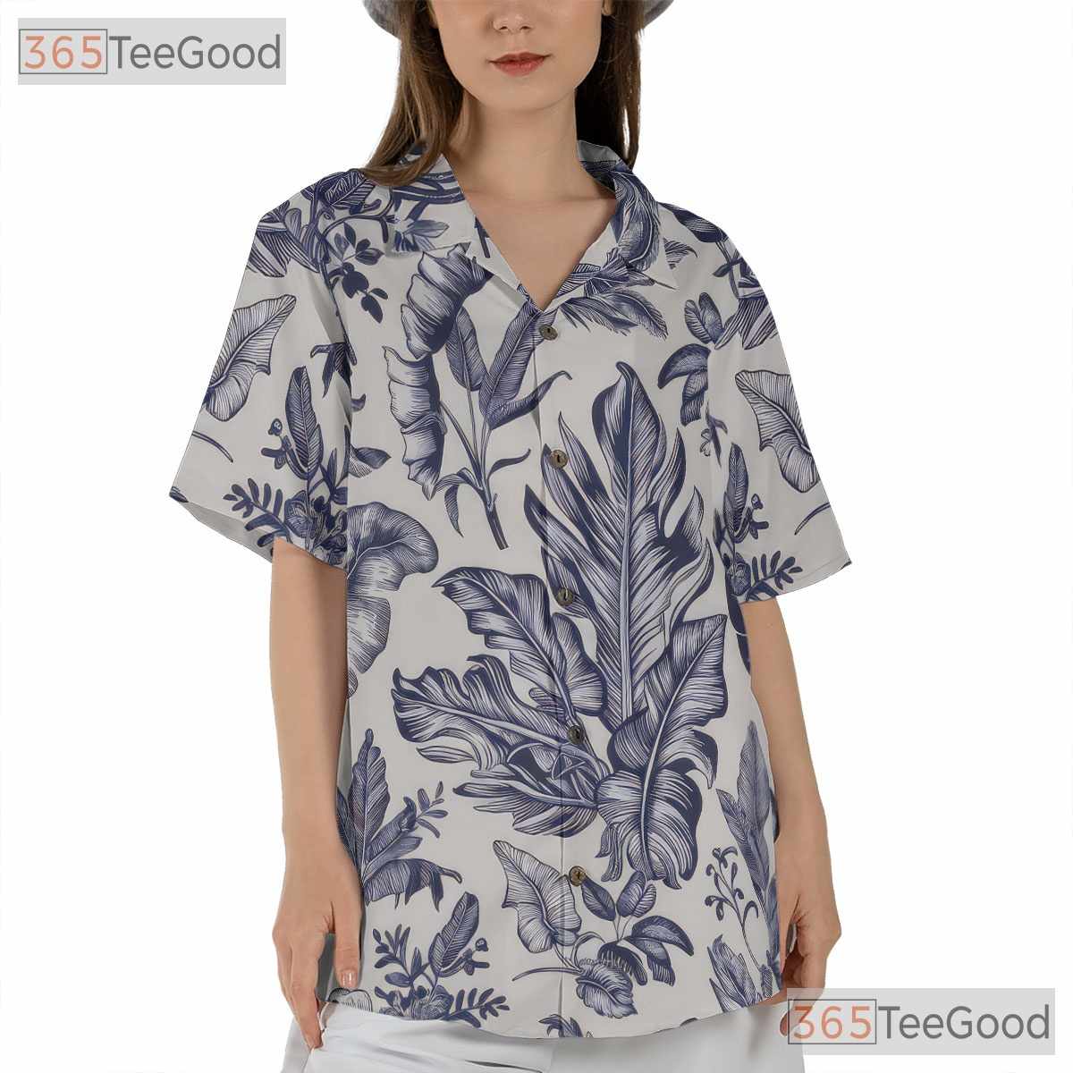 Tropical White Blue Botanical Hawaiian Shirt - Aloha Vacation Wear Unisex