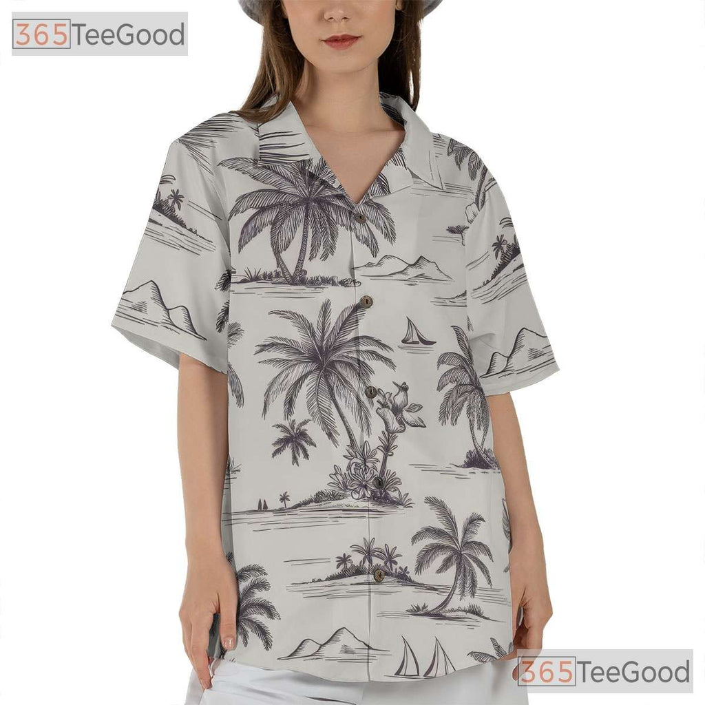 Black & White Jungle Floral Hawaiian Shirt - Tropical Leaf Aloha Tee For Men