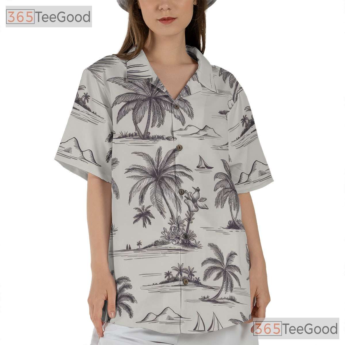 Black & White Jungle Floral Hawaiian Shirt - Tropical Leaf Aloha Tee For Men