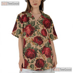 Vintage Blue Hibiscus Floral Hawaiian Shirt - Tropical Beach Tee For Men