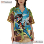 Tropical Pirate Hawaiian Shirt - Parrot Beach Party Tee For Men