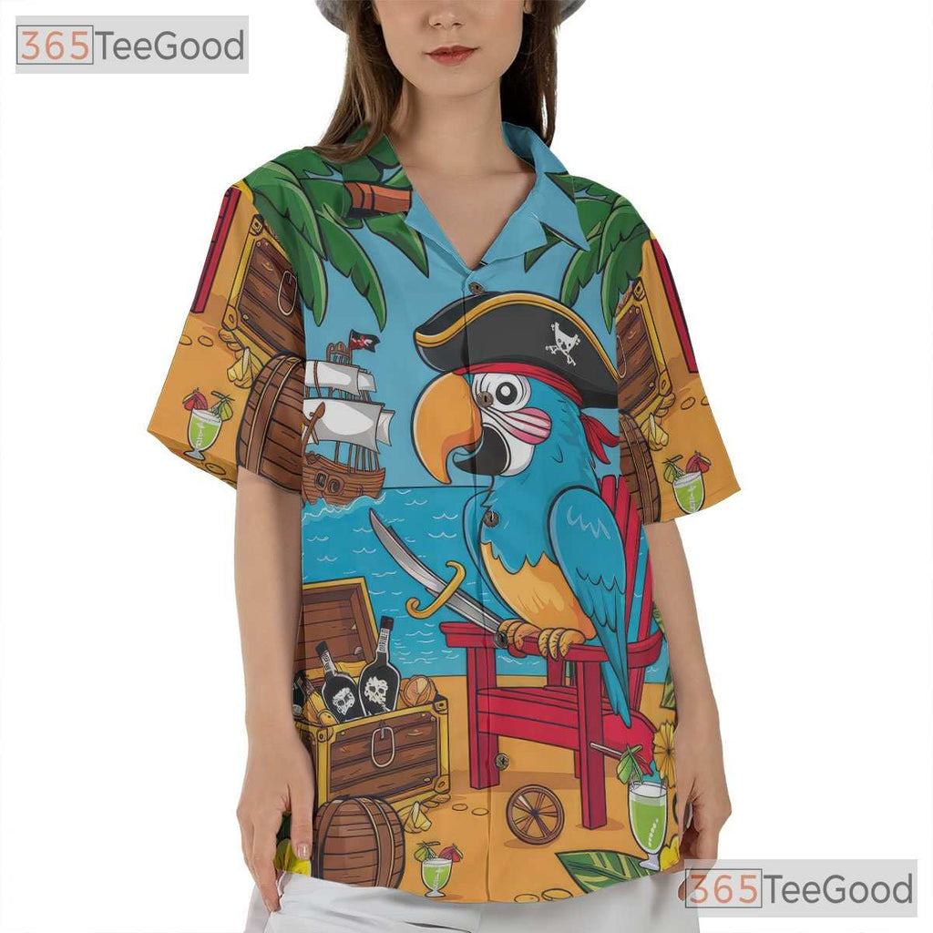 Retro Pirate Rum Hawaiian Tee - Unisex Tropical Treasure Shirt