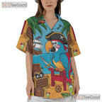 Retro Pirate Rum Hawaiian Tee - Unisex Tropical Treasure Shirt