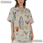 Vintage Atomic Martini Hawaiian Tee - Mid-Century Shirt Women