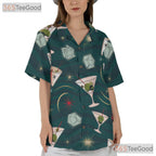Minimalist Palm Tree Hawaiian Shirt - Black White Tee For Men