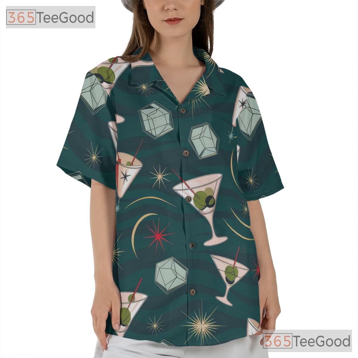 Minimalist Palm Tree Hawaiian Shirt - Black White Tee For Men
