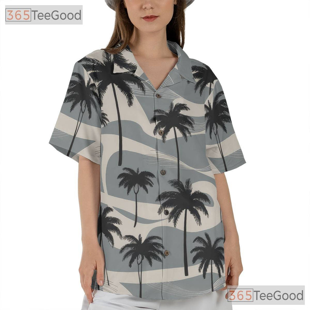 Elegant Minimal Palm Tree Hawaiian Tee - Unisex Aloha Shirt
