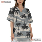 Elegant Minimal Palm Tree Hawaiian Tee - Unisex Aloha Shirt