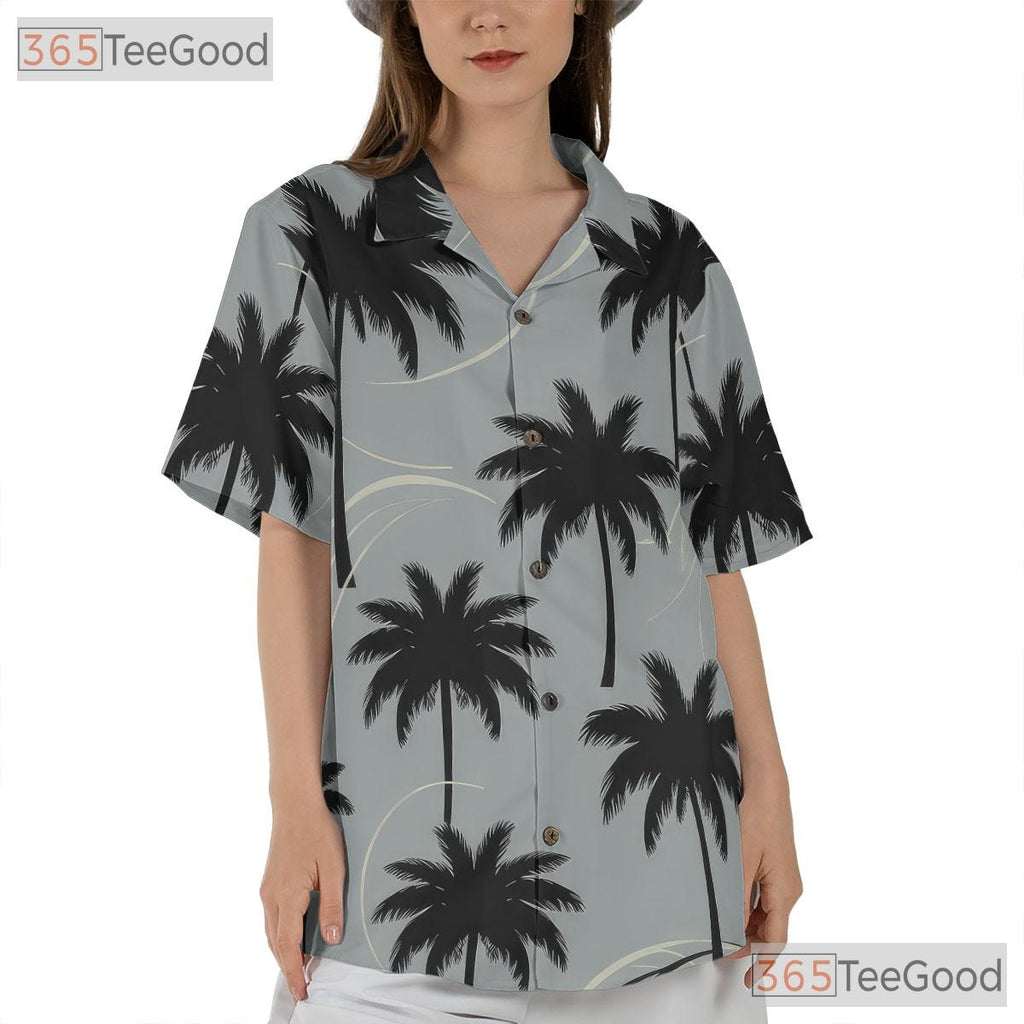 Retro Beach Car Hawaiian Shirt - Palm Tree Sunset Tee Women